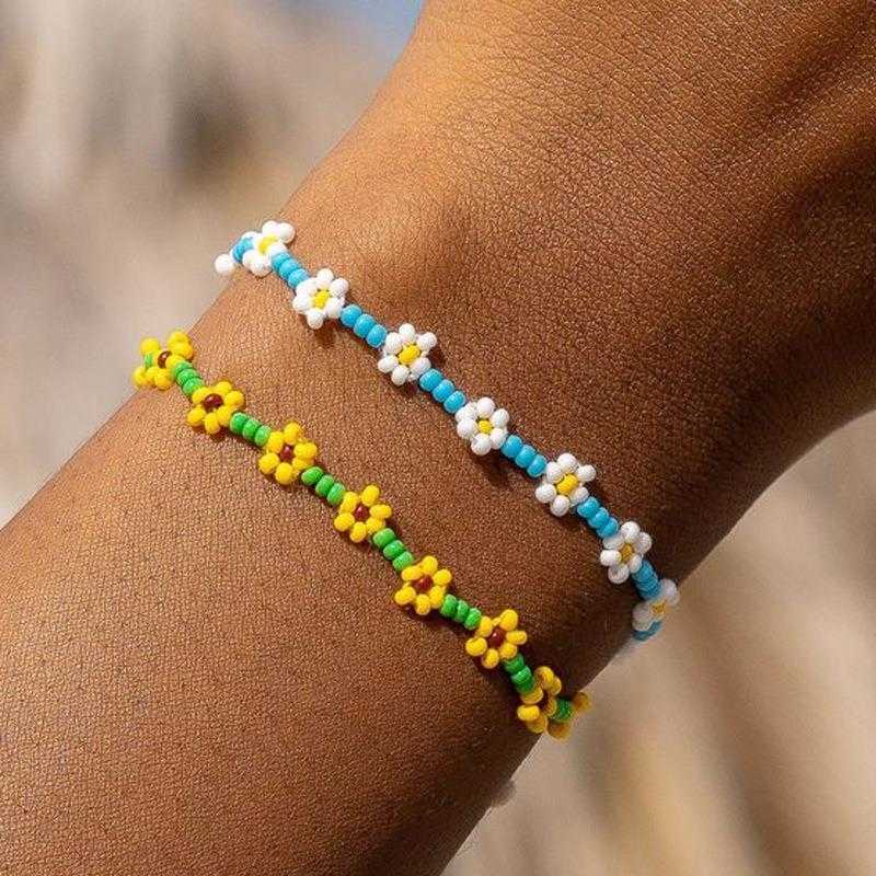 

Handmade Woven Colorful Bead Bracelet Bohemian Beach Vacation Style Little Daisy For Women