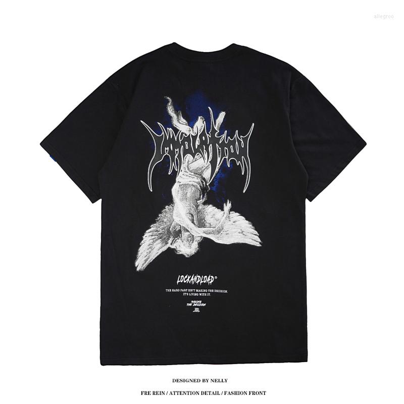 

Men' T Shirts 2023SS Harajuku T-shirts Summer Men/Women Hip Hop Funny Print Fallen Angel Tshirt Streetwear Short Sleeve Tops, Black