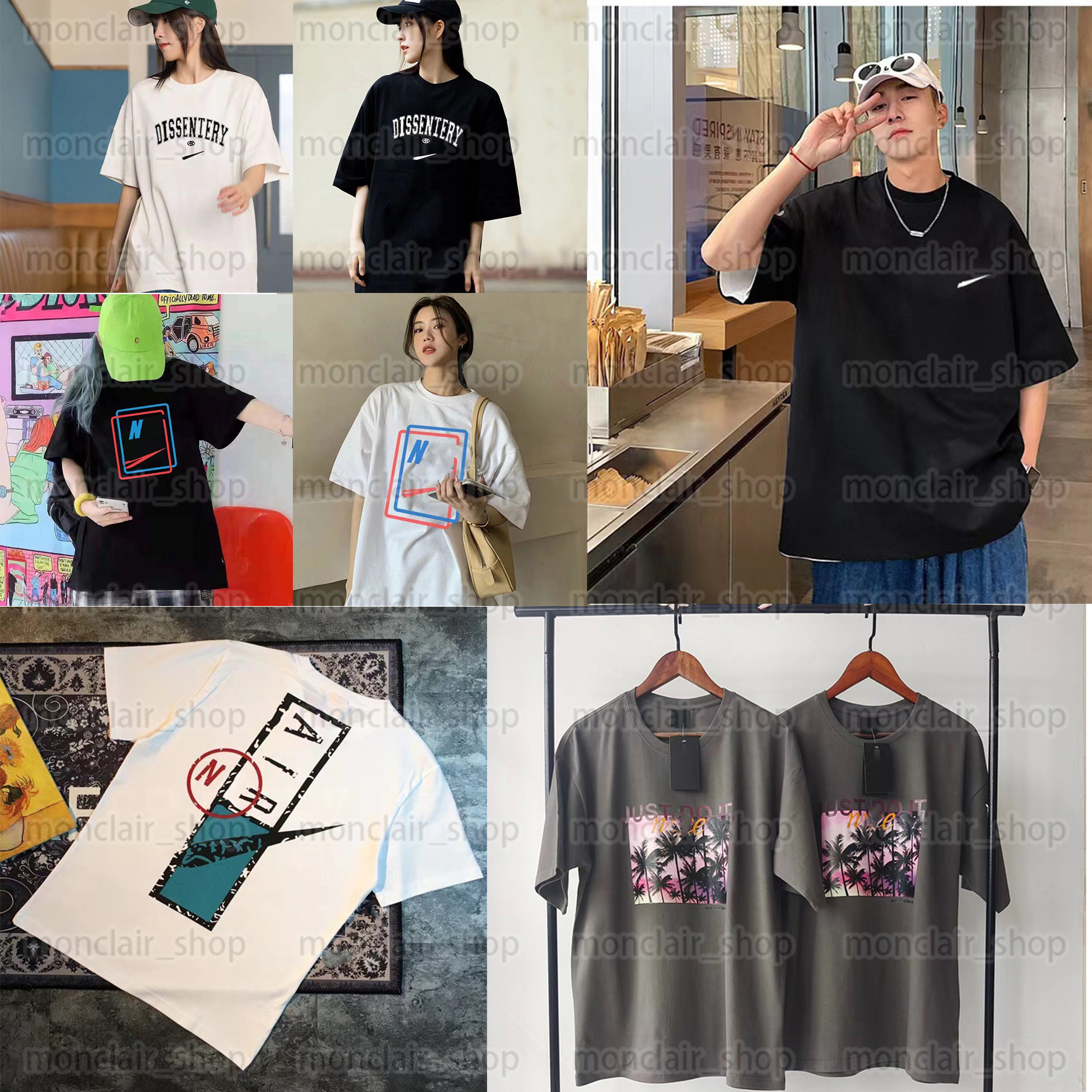 

Mens design tshirt crewneck alphabet T-shirt women's casual loose shorts sleeve NK print