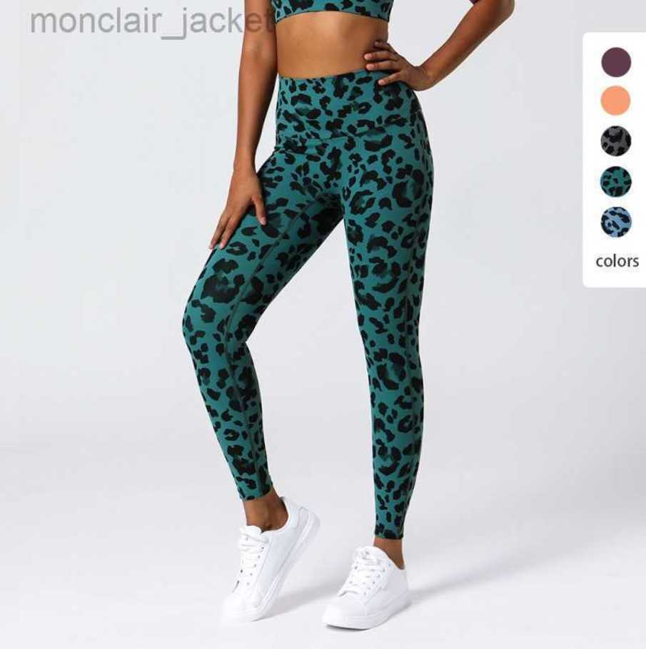

Desginer Alos Yoga Leggings Yoga's Leopard Pattern Sexy Pants Women's High Waist Tight Lifting Hip Capris Sports Running Fitness Pants, Blue black