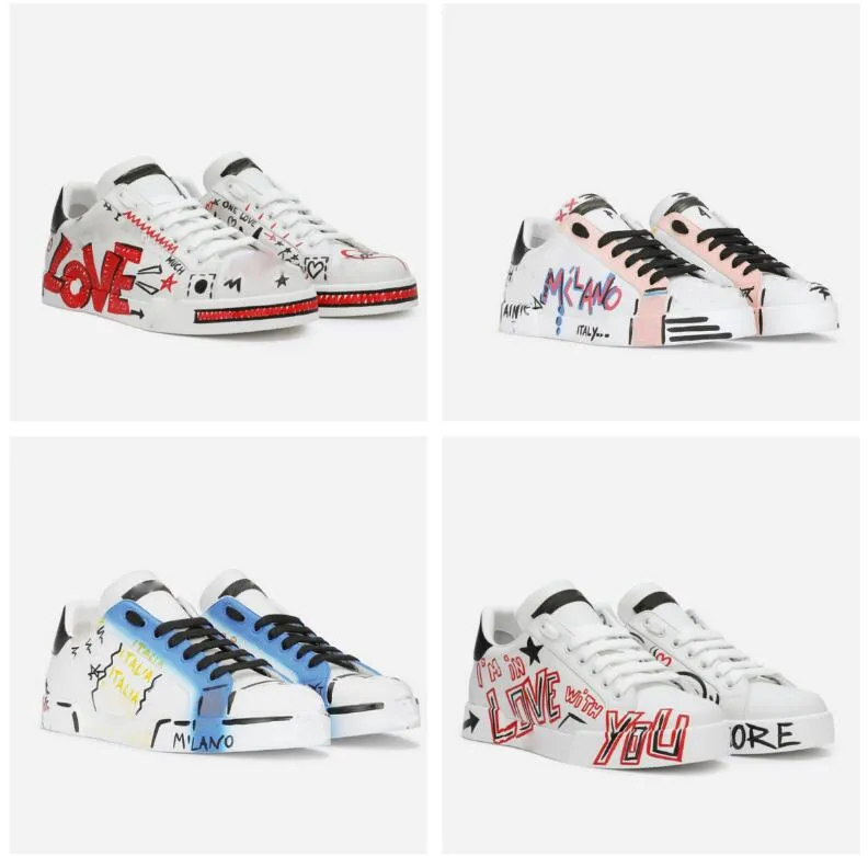 

With Box Perfect Quality Flat Outdoor Sneakers Shoes Custom Zero Casual Walking PORTOFINO rubber toe Napa calfskin sneaker Comfort Casua JNQ