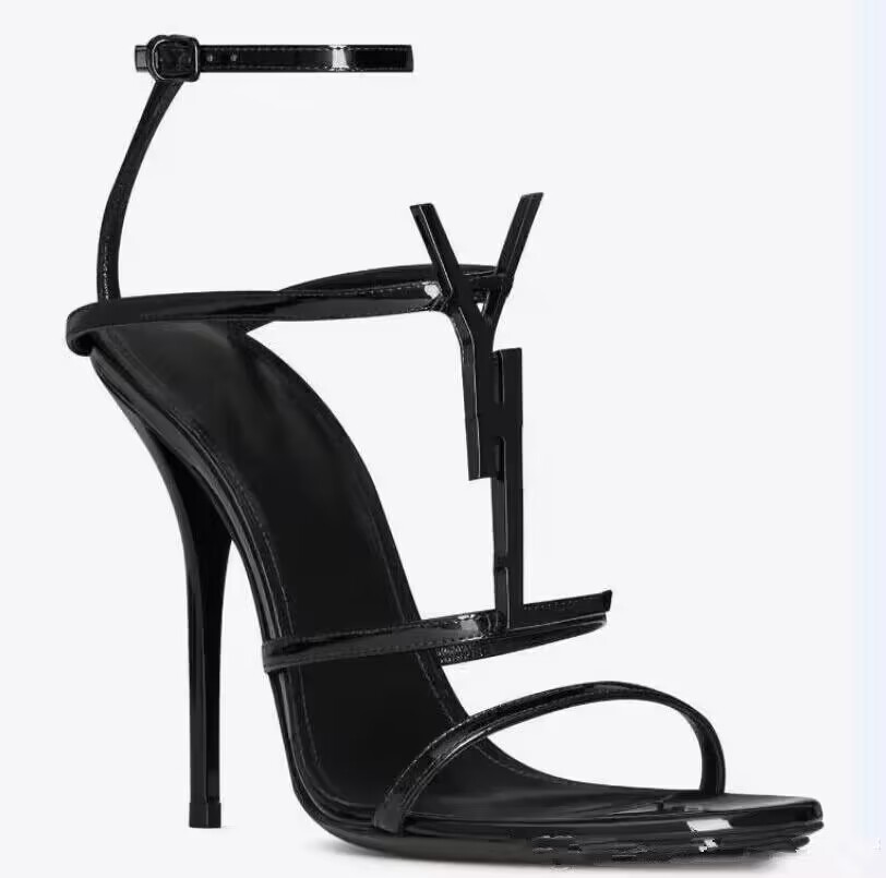 

High Quality Women Luxurys Designers Sandals Heels Shoes Open Toe Genuine Patent Leather Alphabet Shoe yslity Dress shoes, 3#