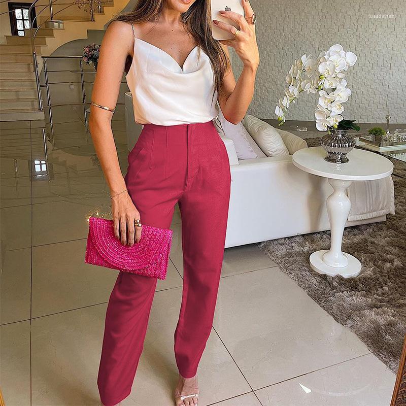 

Women's Pants 2023 Women Solid Color Fashion High Waist Pencil Streetwear Y2K Joggers Straight, Beige