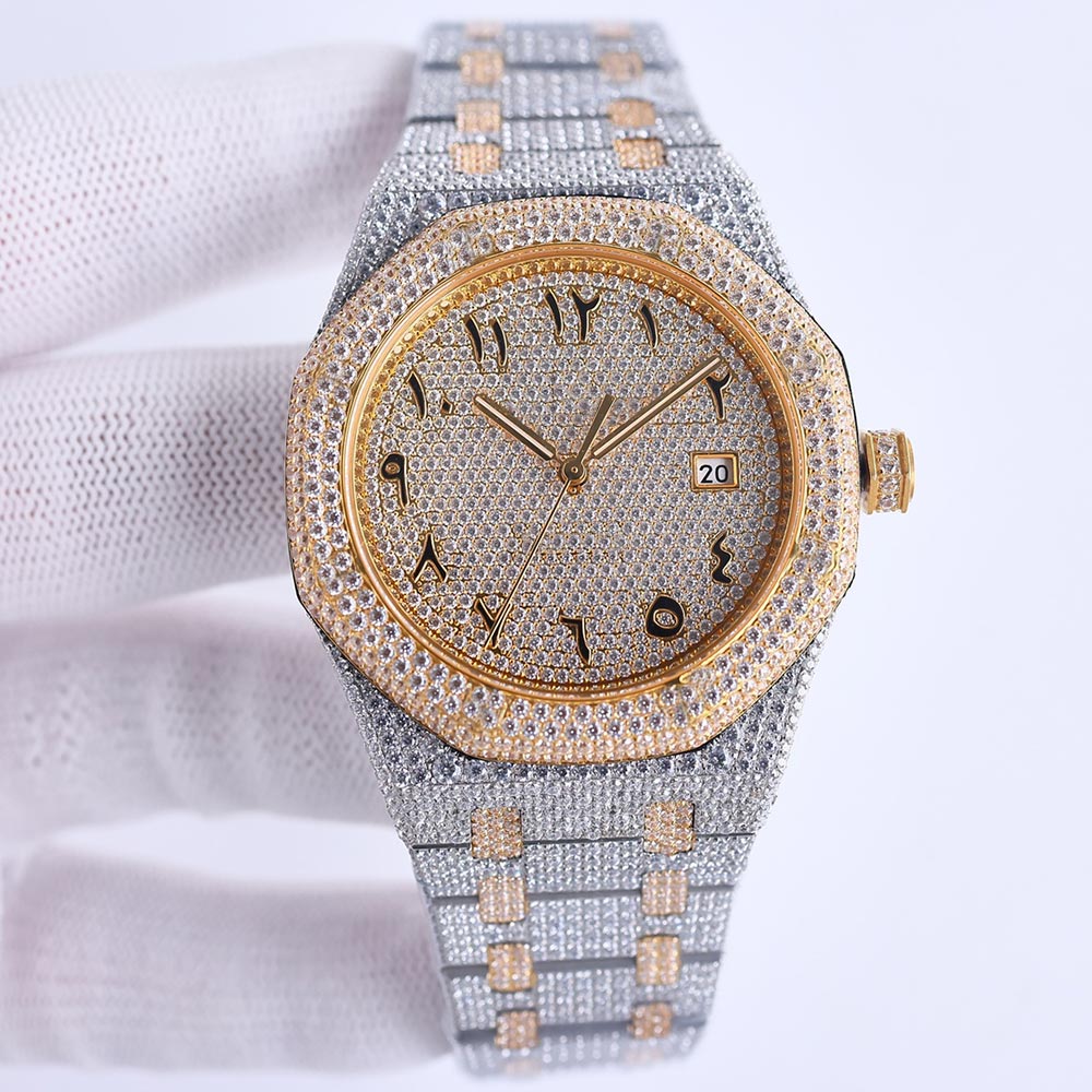 Handmade Full Of Diamonds Watch Mens Automatic Mechanical Watches 41mm With Diamond-studded Steel 904L Sapphire Ladies Business Wristwatch Montre de Luxe 