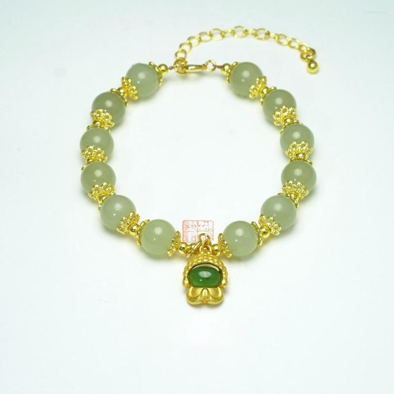 

Charm Bracelets Yinian Baby Buddha Natural Clear Water Hetian Jade Bracelet Girl Summer Isn Special-Interest Design Gift