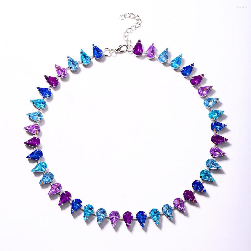 

Chains Fashion Women's Colorful Water Drop Rhinestone Necklace Party Banquet Accessory