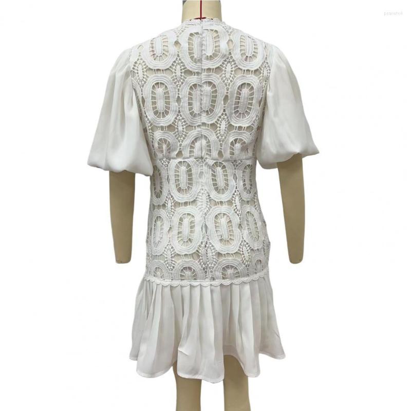 

Casual Dresses Stylish Mini Dress Temperament Hidden Zipper Skin-touching Ladies High Street Lace Stitching Summer Dressing Up, White