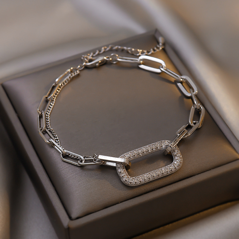 

silver gold bracelet women simple fashion chain bracelets bangle hiphop metal accessoreis with box