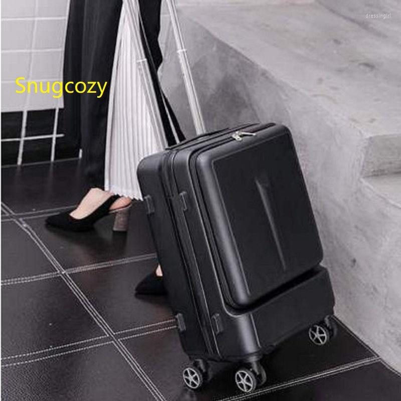 

Suitcases Snugcozy High-grade Materials Front Flip Business Computer Suitcase 20/24 Inch Size PC Wheel Spinner Brand Travel Luggage
