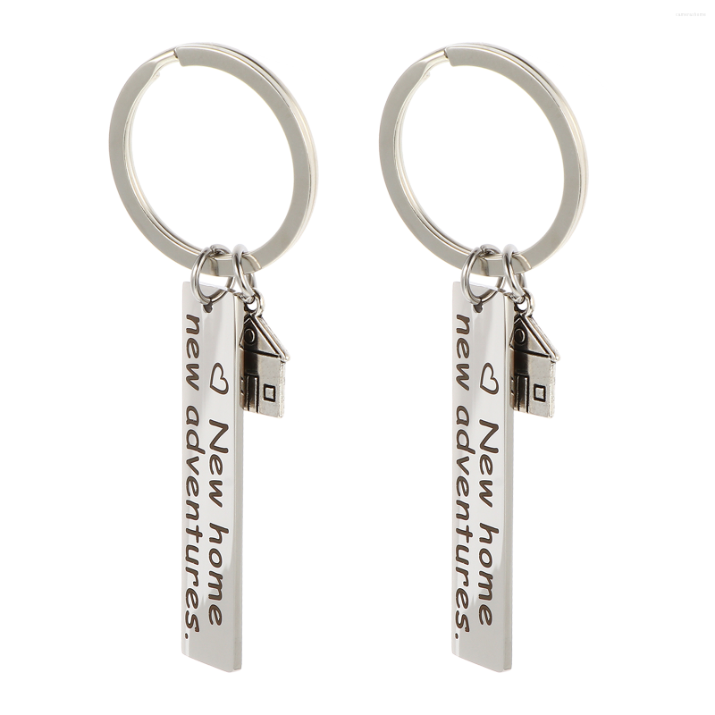 

Keychains 2 Pcs First House Keyring Key Chain Rings Metallic Wallet Couple Keychain Home Owner Present Stainless Steel Ring