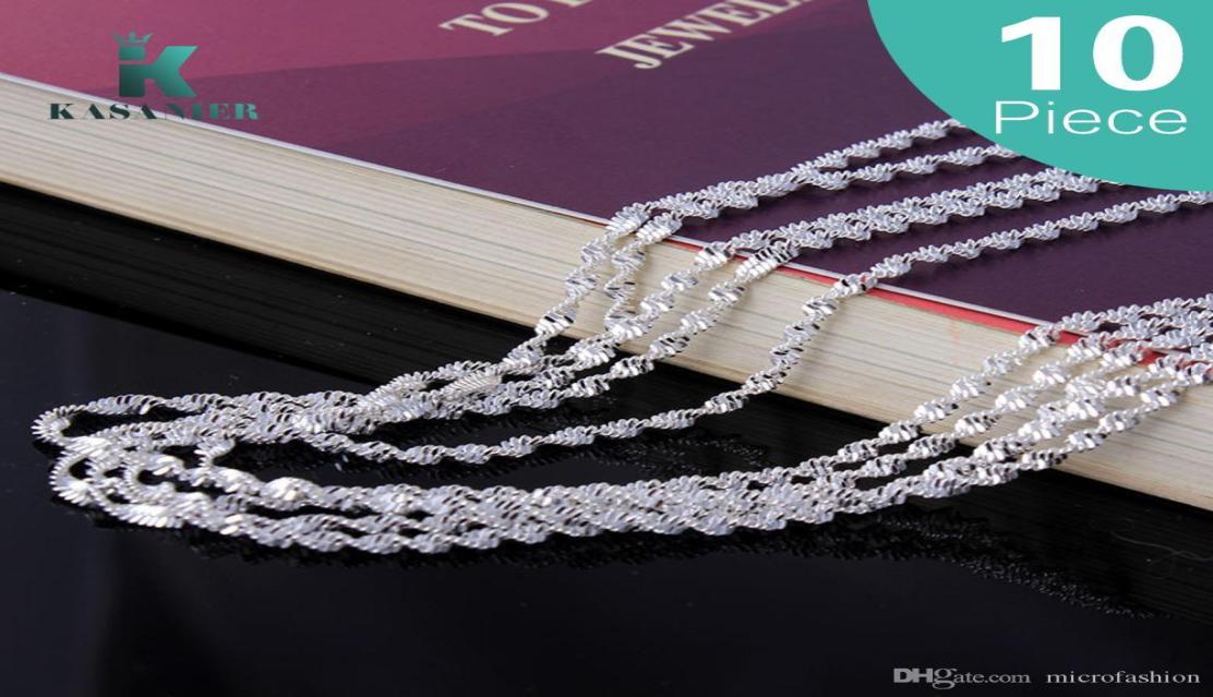 

10pcs High Quality 2MM Water Wave Silver Necklace With Women Fashion Luxury Jewelry 925 Lobster Clasps Tag 7756324