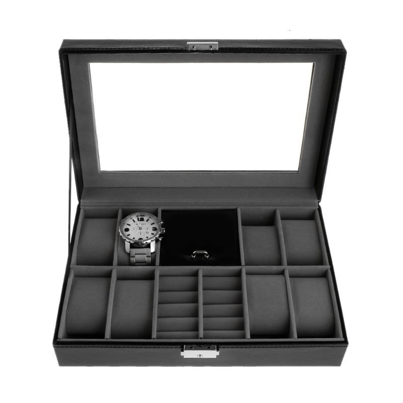 

Watch Boxes Cases Jewelry Display Container 82 Slots Grids For Ring Ear Stud Earrings es Storage Organizer Faux Leather High Luxury 230509