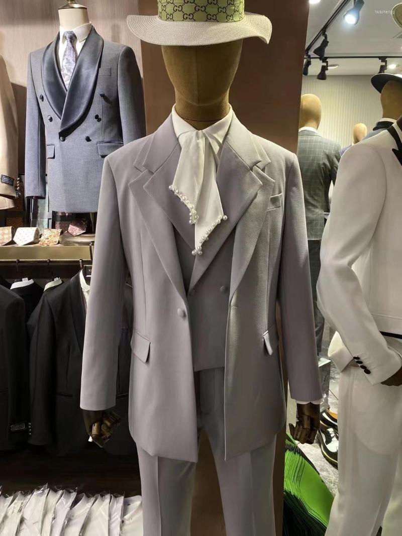 

Men's Suits Custom Latest Design Formal Wedding For Men Fashion Prom Groom Tailless Dress Mans Blazers Tuxedo Jacket Vest Pant 3PC Set, Custom color