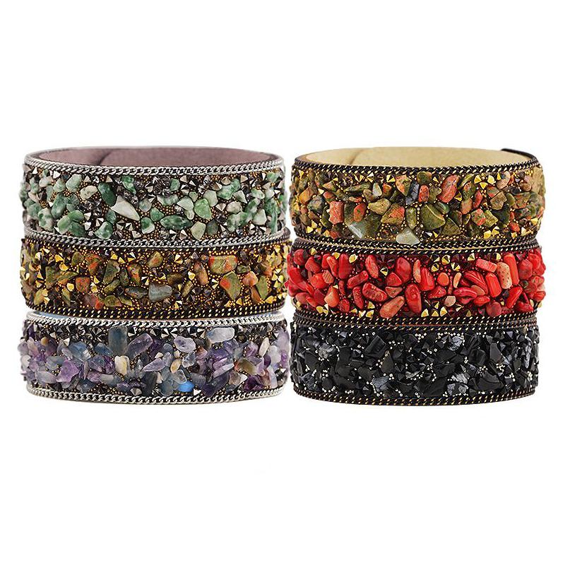 

Chain Gemstone Crystal Bangle Cuff Bracelet Handmade Wrap Wide Wristband Leather For Women Drop Delivery Jewelry Bracelets Dhgarden Dhkj8