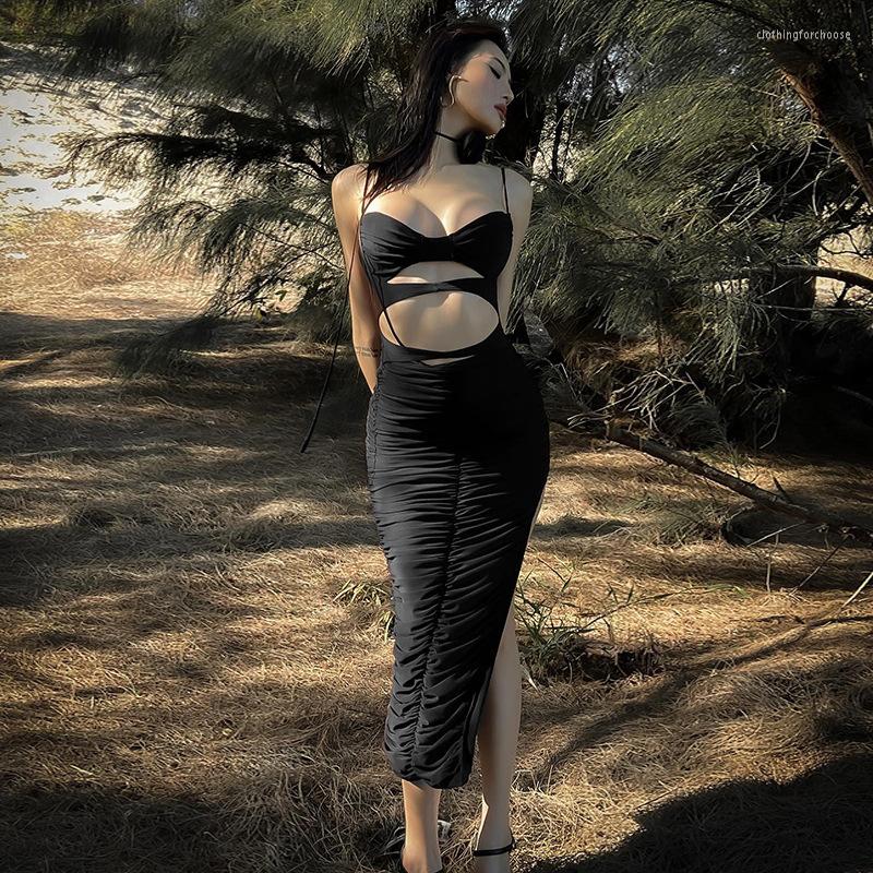 

Women' Swimwear Pareo Women Beach Cover Up Dress Summer 2023 Sensibility Spice Hollow Out Harness Slim One Female Solid Spandex Sexy Ladies, Black