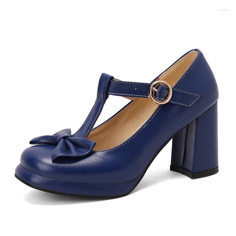 

Dress Shoes Size 33-43 Women Red Platform 8cm High Heels White Wedding Square Toe Bow Block, Blue