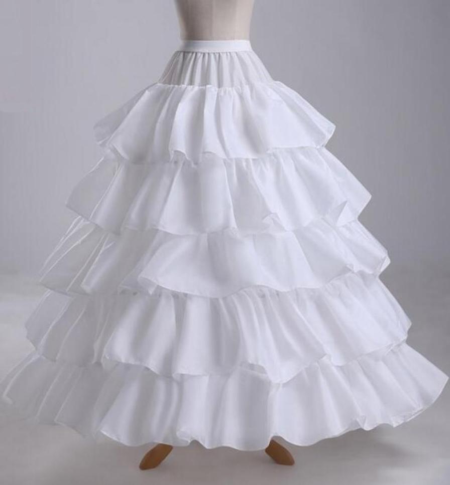 

In Stock New Four Hoops Five Ruffles Layers ALine Petticoats Slip Bridal Crinoline For Ball Gowns Quinceanera Wedding Prom Dresse3332280, White