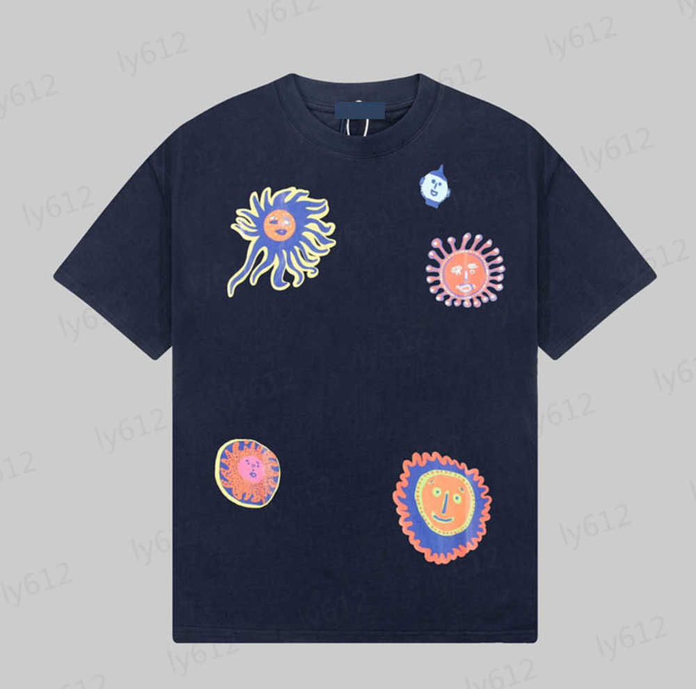 

Summer Black Designer Mens T Shirts Fashion Leisure Luxury Loose Classic Colorful Face Pattern Printed Cotton Round Neck Short Sleeve Male Clothes 0206