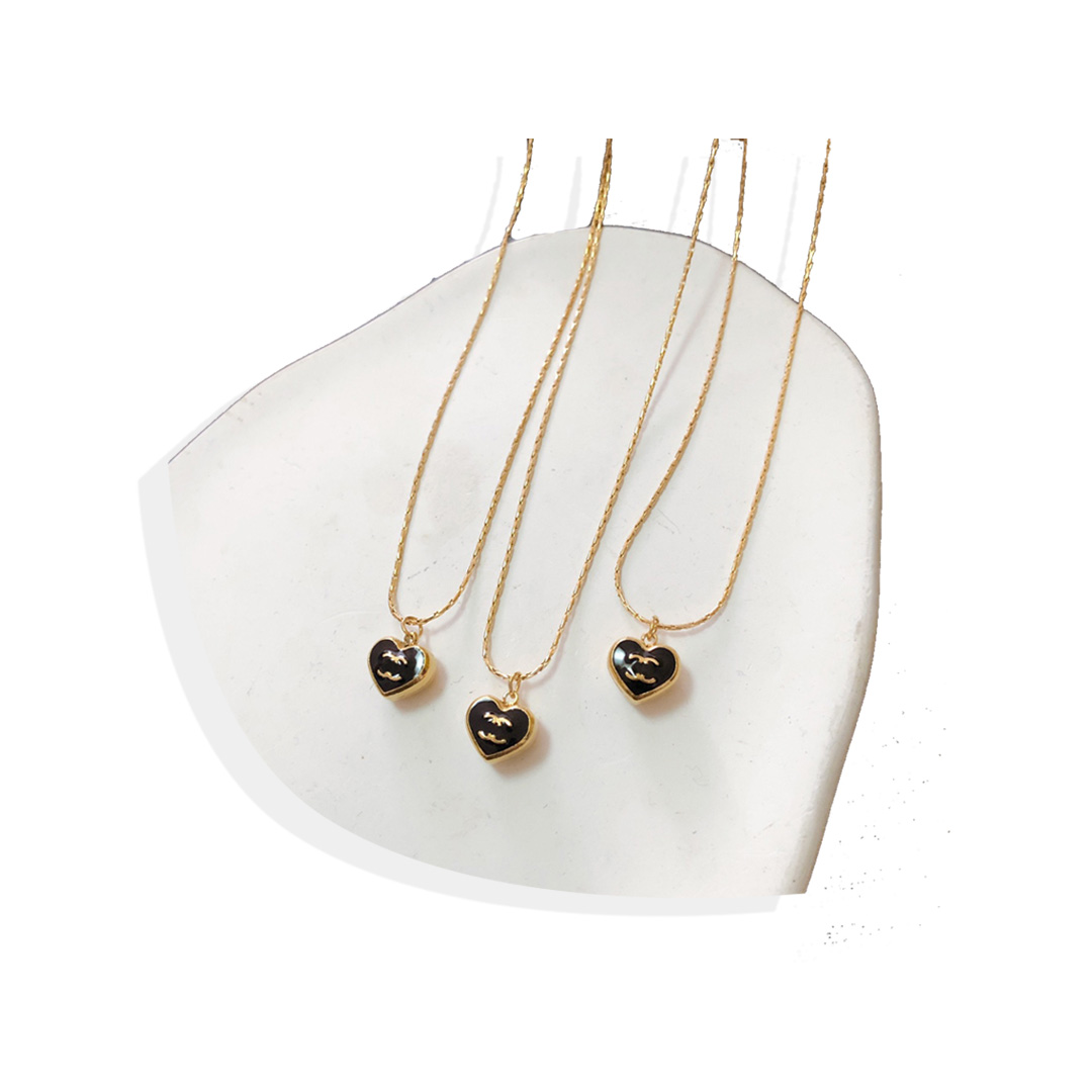 

18K Gold Plated Heart Pendant Necklace High Quality Love Jewelry Luxury Gift Double Letter Necklace Classic Design Wedding Long Chain Never Fade Jewelry Wholesale