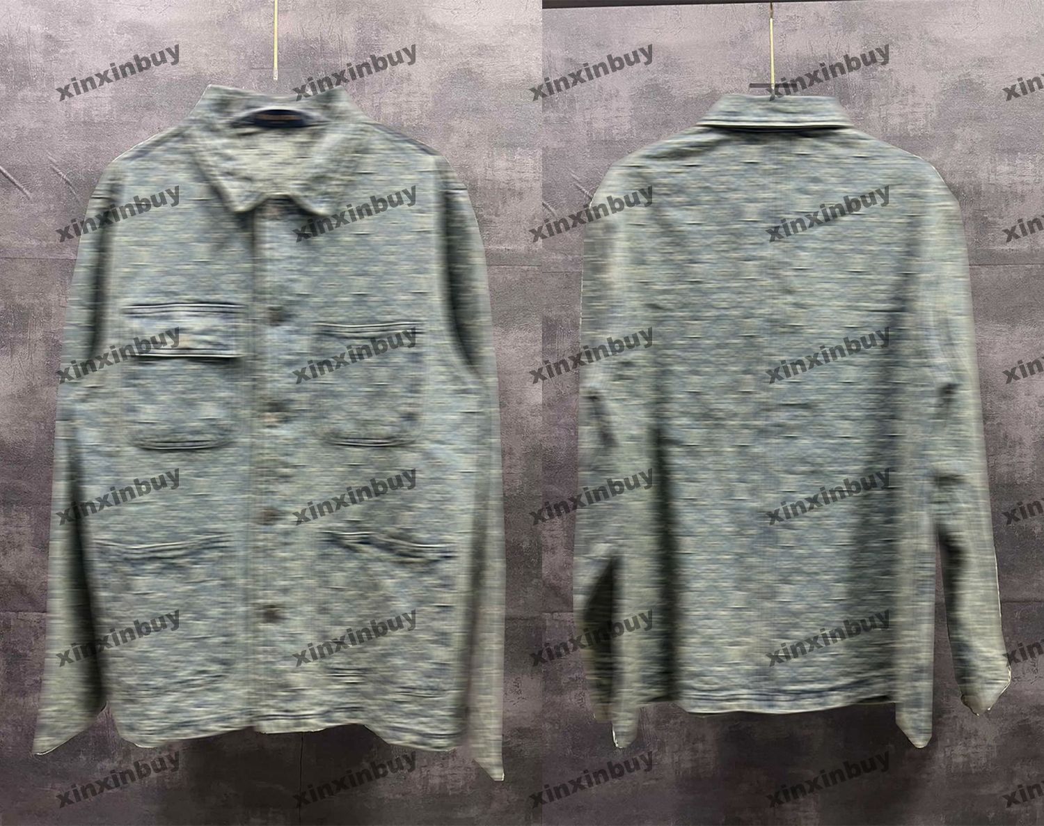 

xinxinbuy Men designer Coat Jacket Letter jacquard denim fabric pocket long sleeve women black khaki gray blue S-2XL