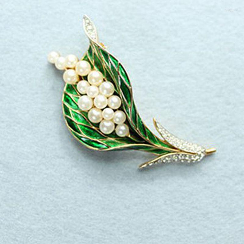 

Brooches 2023 Jewelry Antique Green Handmade Enamel Pearl Female Brooch.