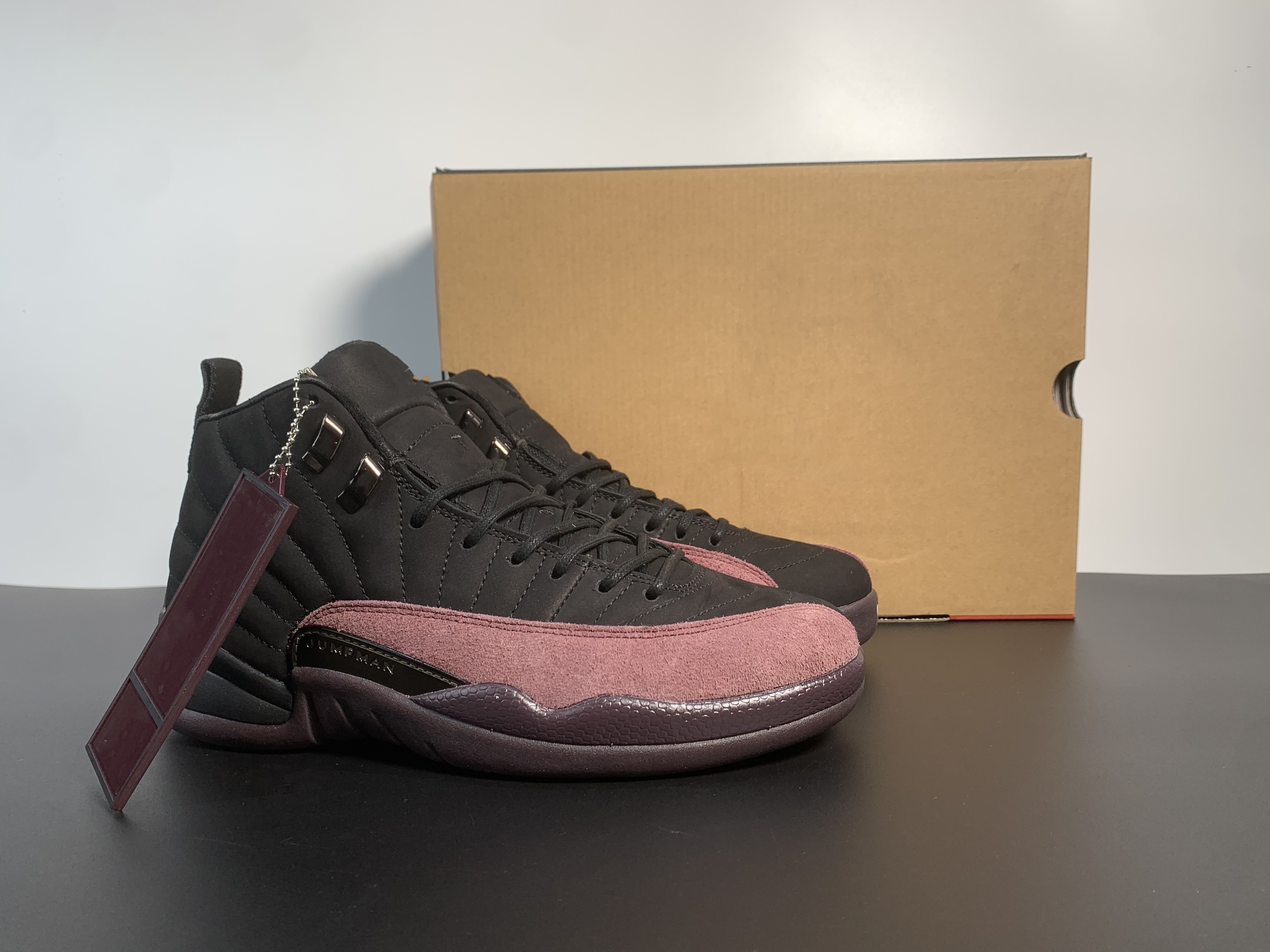 Jumpman 12 A Ma Maniere Black Basketball Shoes Real Carbon Fiber Outdoor Sports Sneakers With Original Box