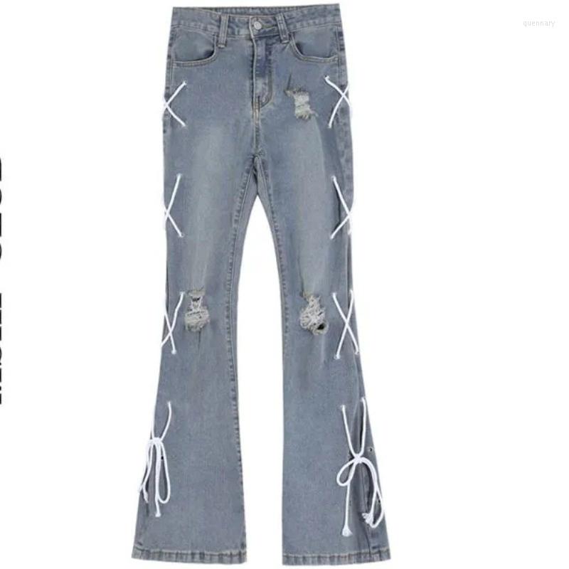 

Women' Jeans Y2K Style Leg Flare Women Streetwear Slim Bottom Clothing 2000s Hippy Vintage Pants Denim Trousers, Blue