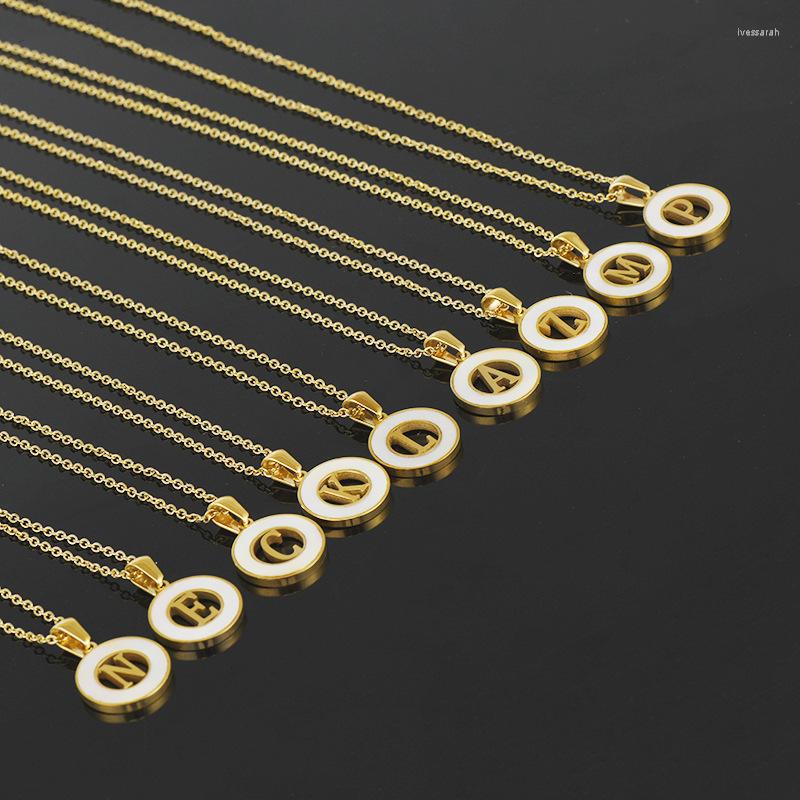 

Chains Trendy Gold Color Stainless Steel Vintage Letter Coin Pendant Necklace For Women Initial 26 Alphabet Non Tarnish Jewelry Gift