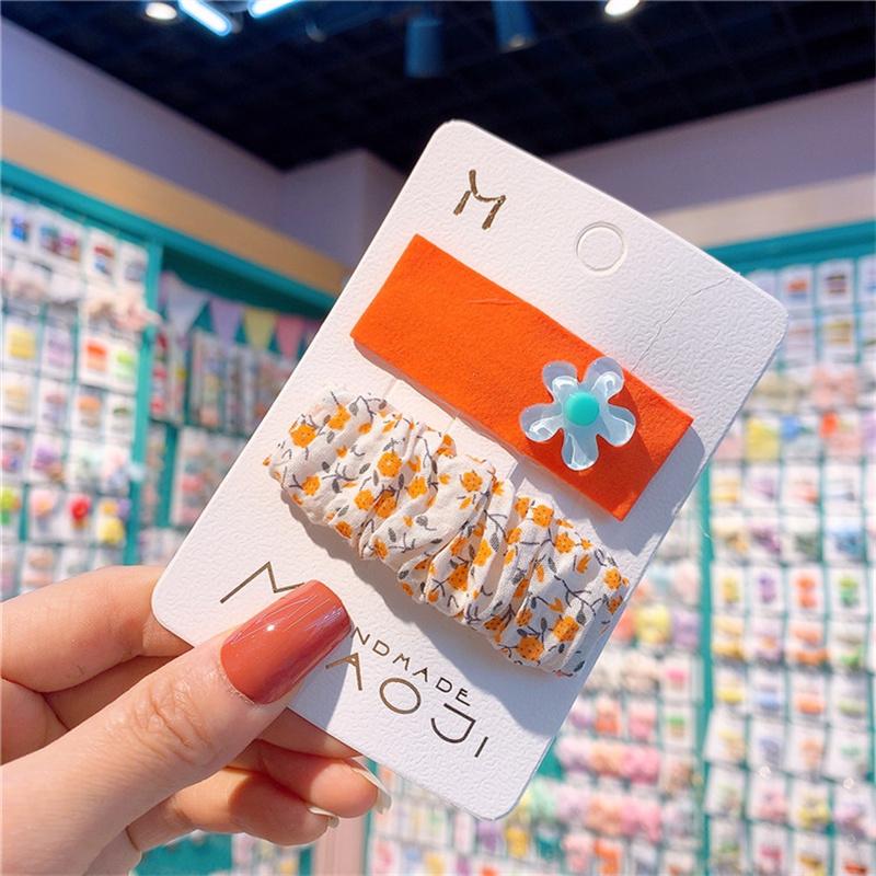 

Hair Accessories Girls Floral Printed Fabric Pleated Hairpin Fresh Flowers Liu BB Clip Baby For Children Fashion