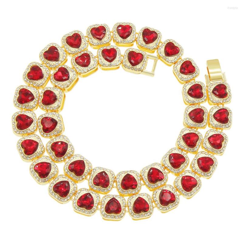 

Chains Hip Hop Love Rhinestone Plated Gold Color Men's Cuban Chain Nightclub Memorial Day Collar High End Jewelry Necklaces Gift