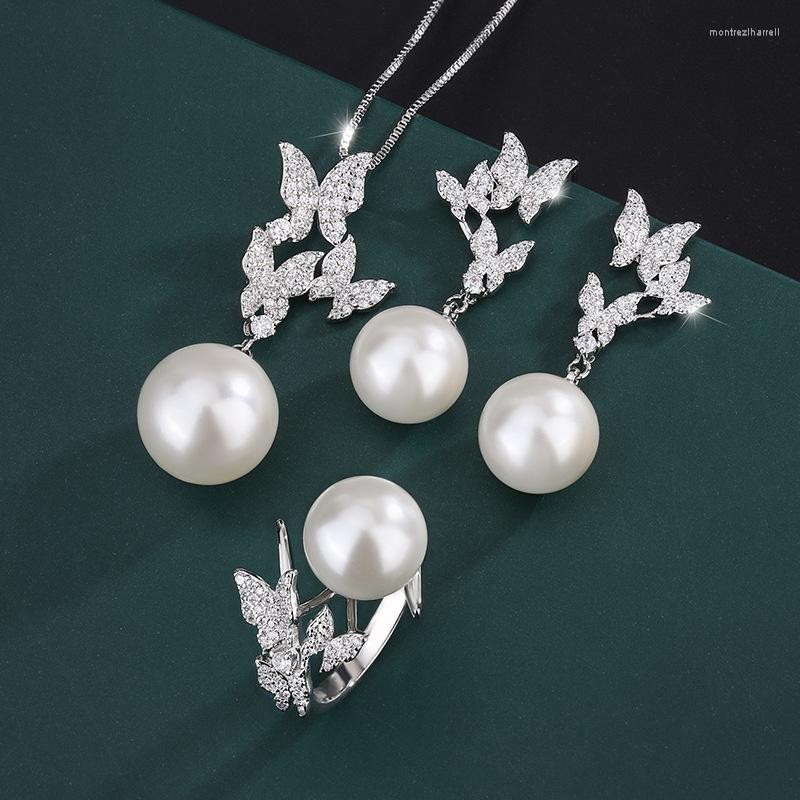 

Chains Genuine Real Jewels Gold Plated 2023 Style Inlaid White Beizhu Korean Fashion Butterfly Handmade Diamond Set 14