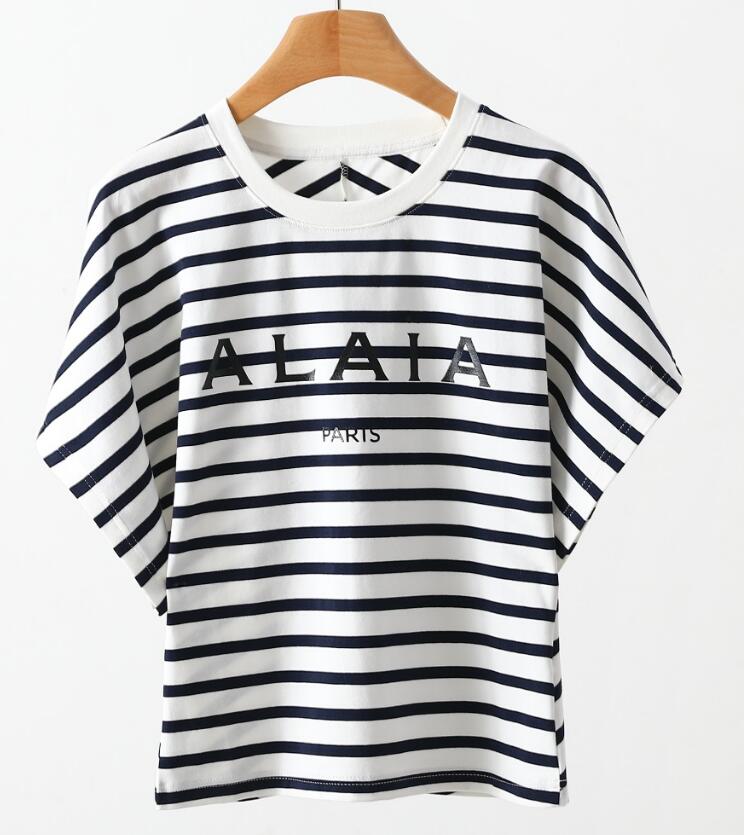 

designer t shirt summer Bat Short Sleeve stripes ALAIAs women tshirt top tee