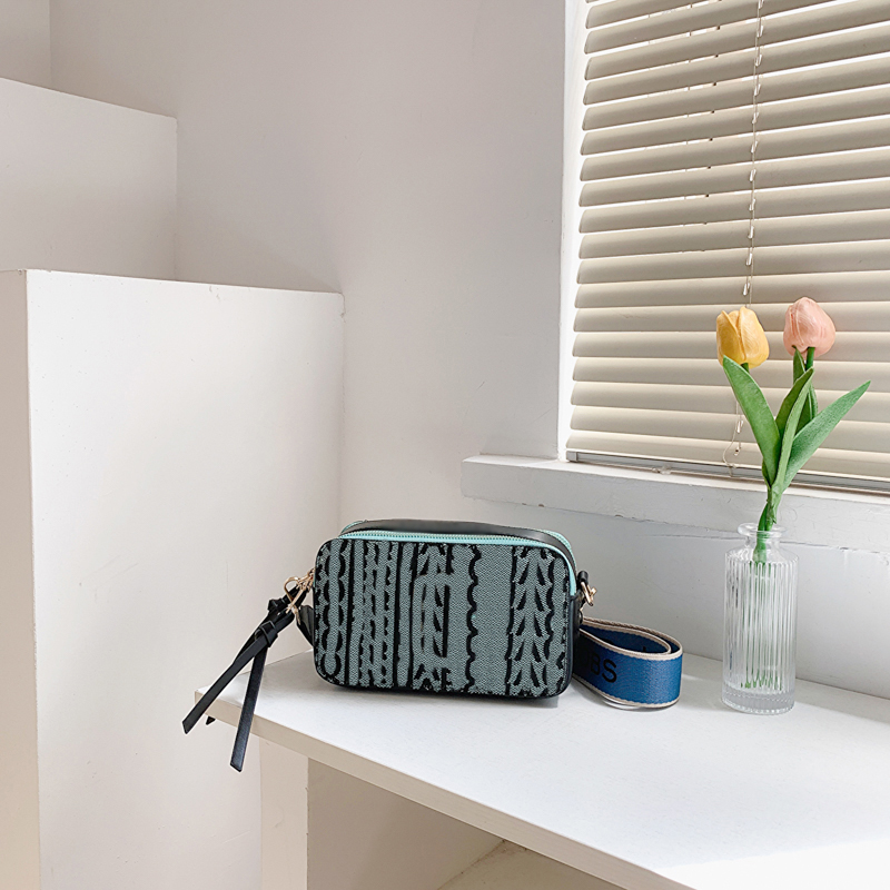 

luxury snapshot designer shoulder bags for women Crossbody Camera Bag Leather Double Zip Color Matching Casual Wide Strap Straw Handbag, Straw green-19x12x7cm