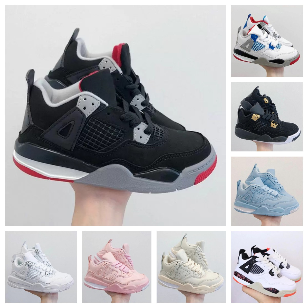 

Jumpman 4 Basketball Shoes Designer Kids toddler sneakers girls TD 4s Chicago classico red white Boys Girl infant Running Pour Enfants Athletic sport Sneakers 28-35, Color 10