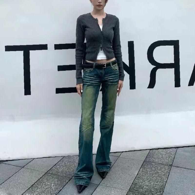

Women's Jeans Worn Slim Fit Women's American Vintage Low Waist Micro Ragged Pants 2023 Spring Denim, Blue short