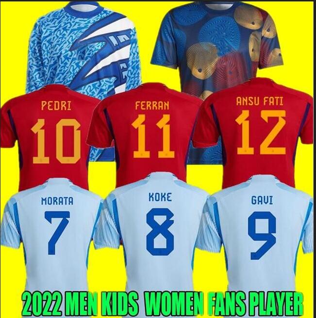 

2022 spain soccer jerseys Espana PEDRI FERRAN TORRES MORATA GAVI football shirt ANSU FATI KOKE AZPILICUETA men and kids kits long sleeve goalkeeper women pre match, 11