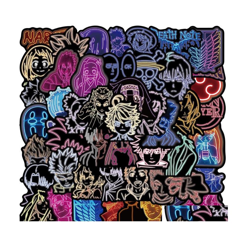 

Car Stickers 50Pcs/Lot Mixed Neon Light Attack On Titan/Demon Slayer Graffiti Motorcycle Lage Diy Toy Decal For Kid Drop Delivery Mo Dhucy, Multi colors