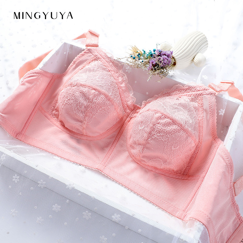 

Bras LargeSize Lightweight SpongeFree Wireless Breathable Bra Women's Large Bust Small Breast Holding Gathered Fat lace bra 230509, Pink