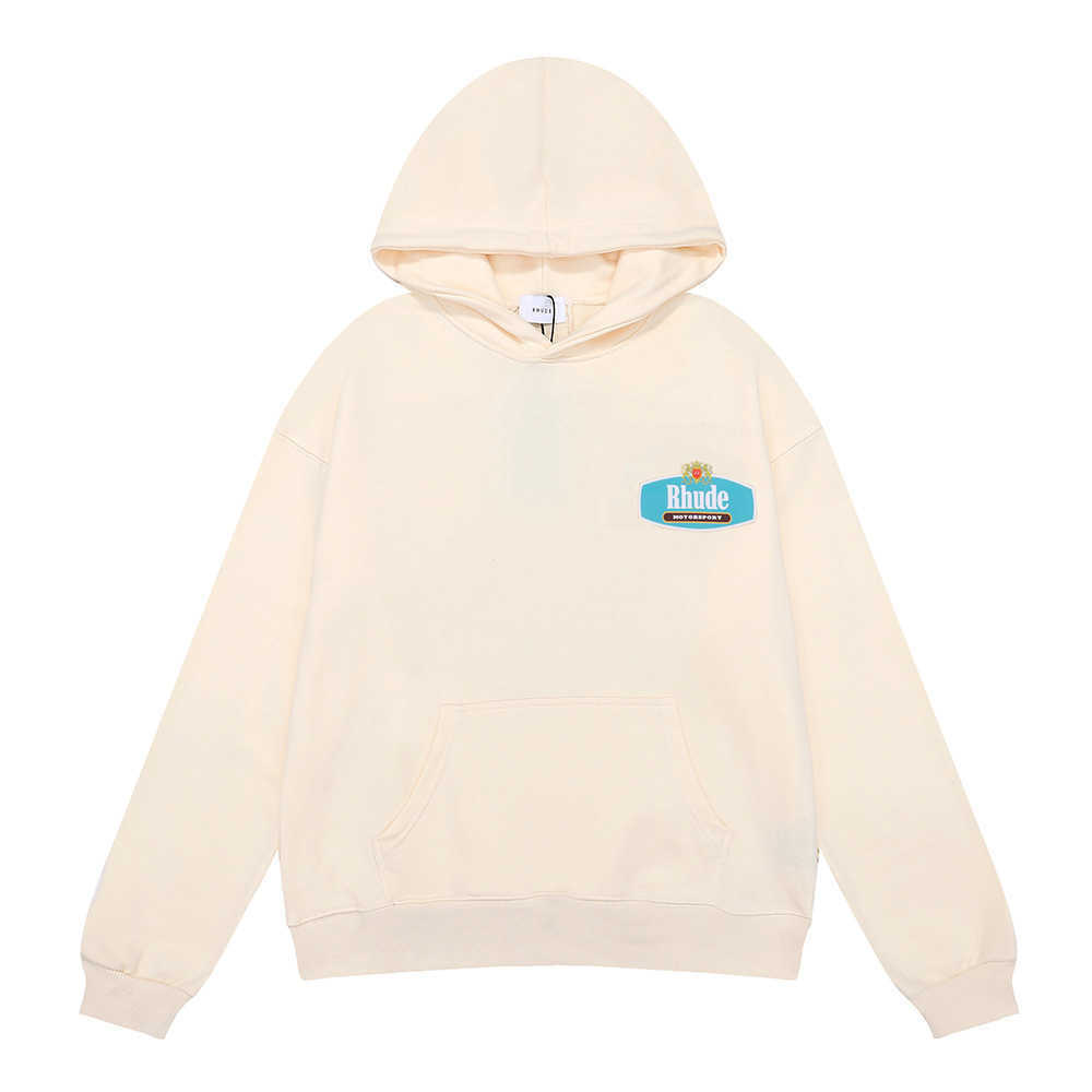 

Crest Hoodies American Fashion RHUDE Racing Autumn and Winter New High Weight Cotton Terry Hoodie Sweater for Men and Women 4W37, 5229 black