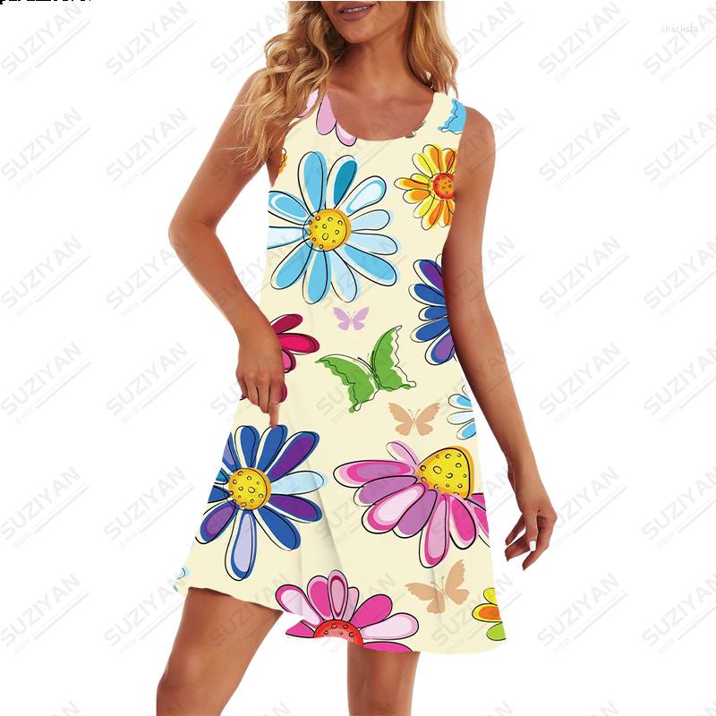 

Casual Dresses Fashion Women' Short Sleeve Round Neck Printing Daily A-line Skirt Flower 3D Elegant Temperament Dress, Pm2614wh