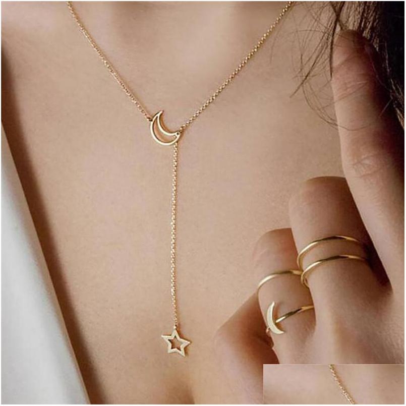 

Pendant Necklaces Moon Star Mother Daughter Heart Chain Necklace Couple Mom Birthday Sister Gift Best Friends Women Men Jewelry Drop Dhgoh