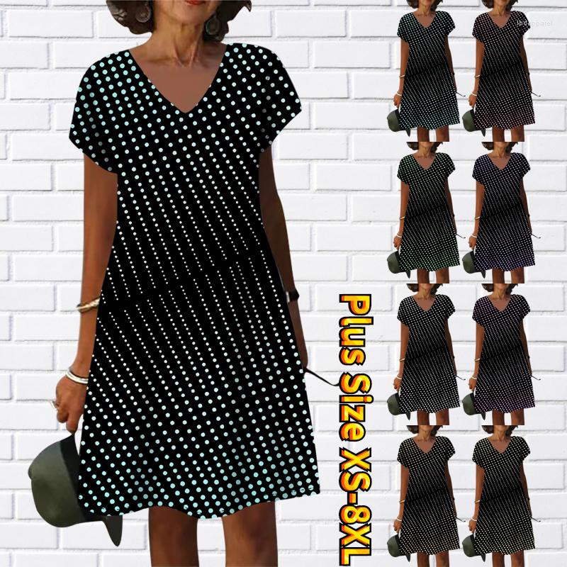 

Casual Dresses Summer Fashion Knee-length Skirt Trend Party Dress Sexy Design Printed Slim Women's V-neck Short-sleeved, 35851cyan