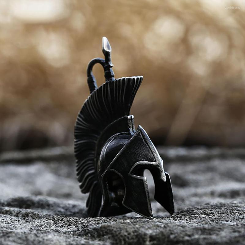 

Pendant Necklaces Vintage Black Spartan Warrior Necklace Men's Stainless Steel Helmet Fashion Unique Amulet Jewelry Gift