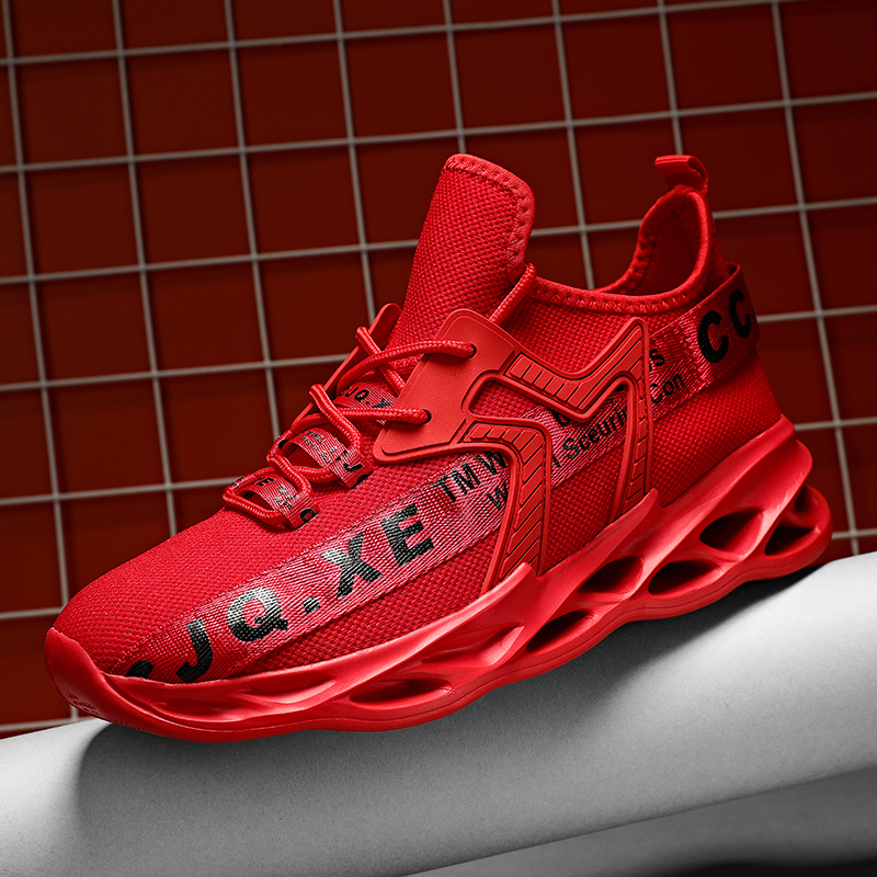 

Mesh Blade Shoes Men Lace Up Cushion Casual Shoes Super Light Sports Trainers Flying Woven Breathable Man Tenis Shoes Big Size, Black