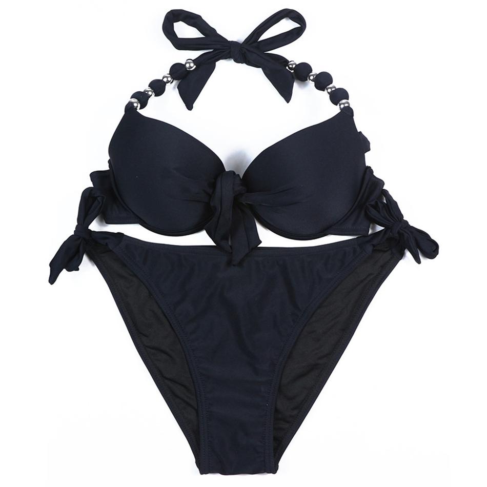 

Swimwear EONAR Swimwear Women 2022 Solid Brazilian Bikini Set Sexy Push Up Swimsuit Bathing Suit Women Beach Wear Plus Size Swimwear XXL, Black