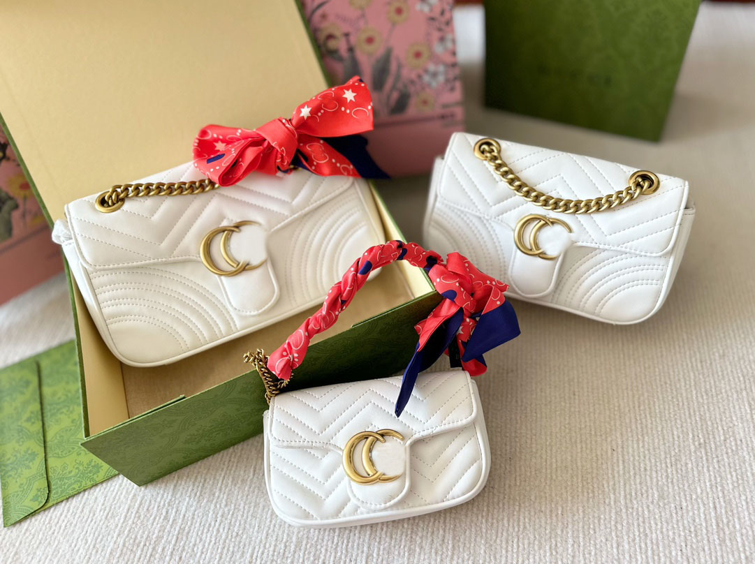 

Marmont Chain Bag Women Shoulder Crossbody Bag Real Leather Handbag Gold Chain Cosmetic Messenger Shoulder Bag Lady Wallet Designer Bags Tote, White