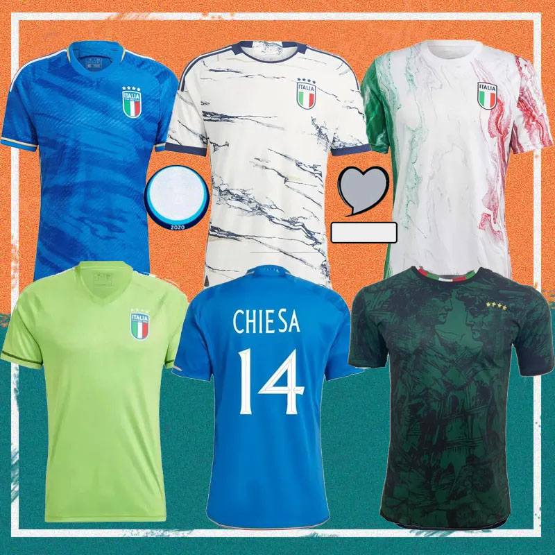 

23/24 Italia CHIESA Soccer Jerseys 2023 home Italy RASPADORI VERRATTI BARELLA DONNARUMMA Shirt TOTTI LORENZO POLITANO ZANIOLO MIRETTI Away Football uniform, 2023 away patch