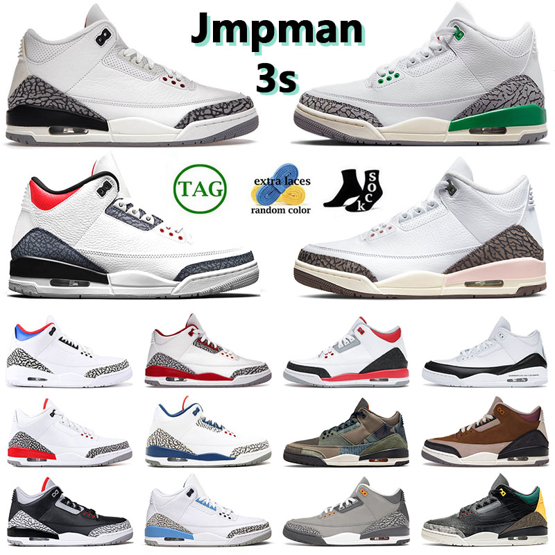 

Wholesale Top Hot 3s Mens Womens Basketball Shoe Trainers Racer Blue Black Cement Black Cat Ma Maniere Cour Purple Lucky Green White Cement Reimagined Big Size 36-47, 40-47 sport blue