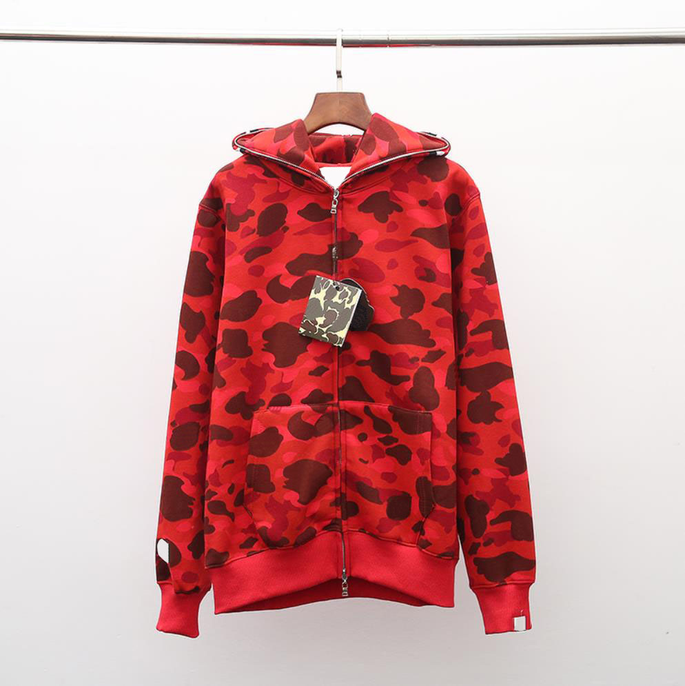 Mens Hoodie Designer Sweatshirt Full Zip Up Hoodie for Man Woman Black Shark Camouflage Jacket Blue Hoody Hooded Womens Warm Long Sleeve S-2XL-image-864703593