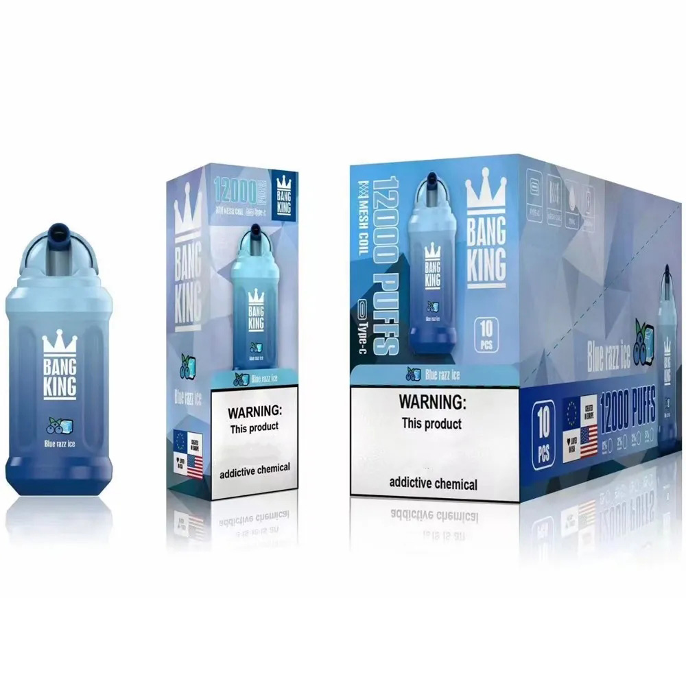 

Bang King 12000 Puffs Disposable E cigarettes Vaporizer Vape Pen 23ml Pod Mesh Coil Cloud Vapor 650mah Battery Type-C Rechargeable E Cigarette